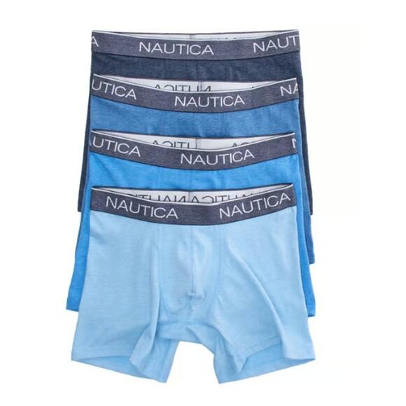 Nautica Men's Large 36-38 Heathers Boxer Briefs 4-Pack Blue 5" Inseam NIB - Picture 2 of 2